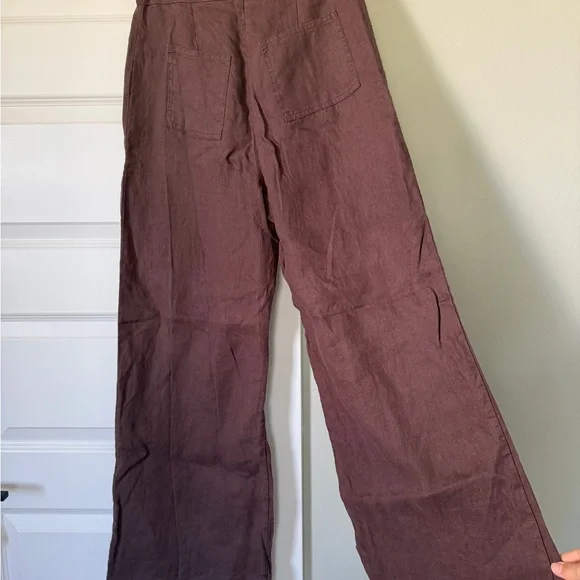 Petal and Pup Women's Brown Wide-Leg Linen Pants Small 4 - Picture 2 of 4